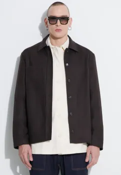 A.P.C. geaca de lana culoarea maro, de tranzitie imagine