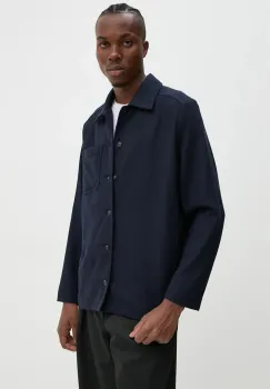 A.P.C. geaca de lana veste jamie culoarea albastru marin, de tranzitie, WOAPN.H02962 imagine