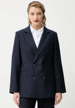 A.P.C. geaca de lana veste lucy culoarea albastru marin, cu doua randuri de nasturi, modelator, WOARO.F03212 imagine