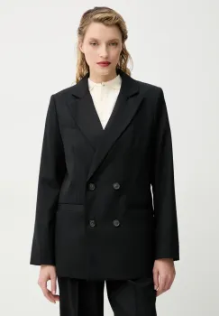 A.P.C. geaca de lana veste lucy culoarea negru, cu doua randuri de nasturi, neted, WOAPO.F03212 imagine