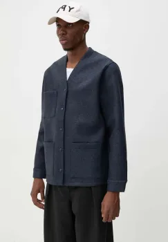 A.P.C. geaca din amestec de lana veste aurelien culoarea albastru marin, de tranzitie, PSAFU.H22200 imagine