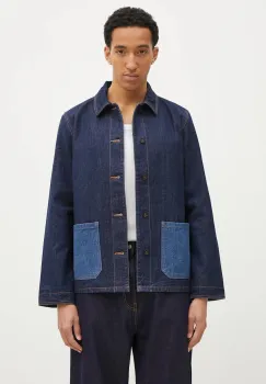 A.P.C. geaca din denim Veste Anthonin barbati, culoarea bleumarin, de tranzitie, COHDM-M02967 imagine