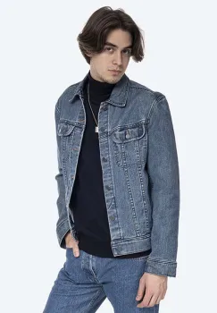 A.P.C. geaca din denim Veste Jean Us barbati, culoarea bleumarin, de tranzitie COZZK.H02223-INDIGO imagine