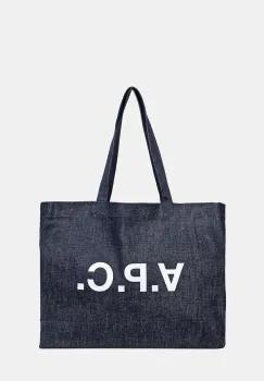 A.P.C. geanta de bumbac shopping daniela culoarea bleumarin, COHIZ.M61446 imagine