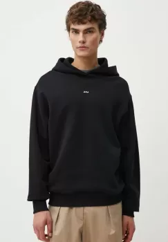 A.P.C. hanorac de bumbac hoodie boxy micro logo GOTS barbati, culoarea negru, cu gluga, neted, COHBX.H27911 imagine