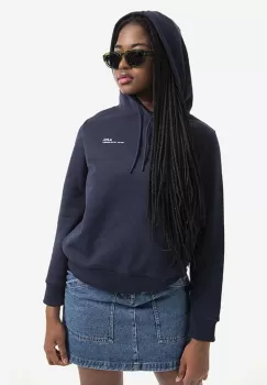 A.P.C. hanorac de bumbac Hoodie Item F femei, culoarea bleumarin, cu gluga, uni COEAS.F27674-PECHE imagine