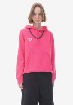 A.P.C. hanorac de bumbac Hoodie Manuela femei, culoarea roz, cu gluga, cu imprimeu COEZD.F27760-OFFWHITE imagine