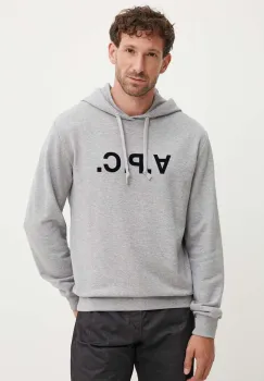 A.P.C. hanorac de bumbac hoodie standard grand vpc GOTS culoarea gri, cu gluga, cu imprimeu, COHBN.M27908 imagine