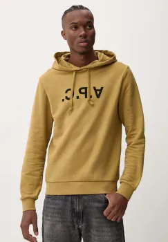 A.P.C. hanorac de bumbac hoodie standard grand vpc GOTS culoarea verde, cu gluga, cu imprimeu, COHBN.M27908 imagine