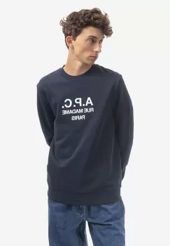 A.P.C. hanorac de bumbac Rufus barbati, culoarea bleumarin, cu imprimeu COEZD.H27500-MARINE imagine