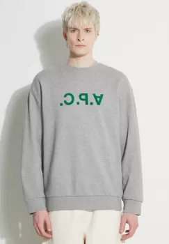 A.P.C. hanorac de bumbac Sweat Eliot barbati, culoarea gri, cu imprimeu, COFDX.H27836.PLB imagine