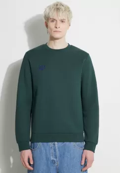 A.P.C. hanorac de bumbac Sweat Rider barbati, culoarea verde, uni, COGVG.H27699.KAG imagine