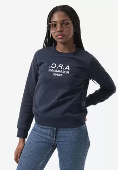 A.P.C. hanorac de bumbac Sweat Tina femei, culoarea bleumarin, cu imprimeu COEBH.F27561-MARINE imagine