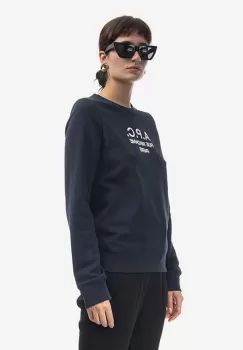 A.P.C. hanorac de bumbac Sweat Tina femei, culoarea bleumarin, cu imprimeu COEZD.F27561-MARINE imagine
