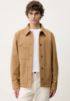 A.P.C. jacheta de camasa din lana veste emile culoarea bej, de tranzitie, WOAJS.H02713 imagine