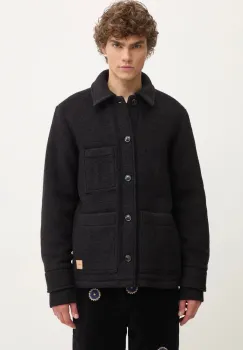 A.P.C. jacheta tip camasa din lana veste emile patch culoarea negru, de tranzitie, WVBCA.H02961 imagine