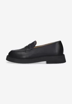 A.P.C. mocasini de piele femei, culoarea negru, cu toc plat PXBAA.F53276-BLACK imagine