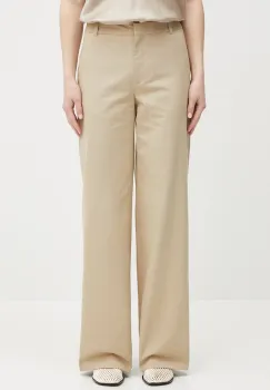 A.P.C. pantaloni de bumbac pantalon margaret femei, culoarea bej, lat, high waist, COHFU.F08476 imagine