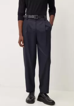 A.P.C. pantaloni de lana pantalon renato culoarea albastru marin, drept, WOAPO.H08428 imagine