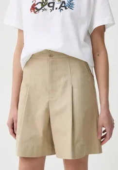 A.P.C. pantaloni scurti din bumbac short orlane femei, culoarea verde, uni, high waist, COHFU.F10214 imagine