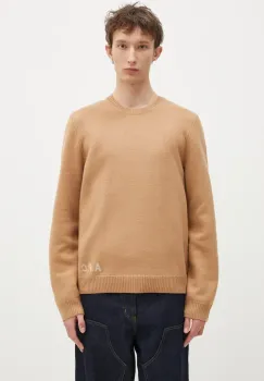A.P.C. pulover de lana Pull Edward barbati, culoarea maro, WVBDJ.H23059 imagine