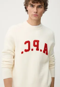 A.P.C. pulover de lana pull joshua barbati, culoarea bej, WVBDK.M23365 imagine