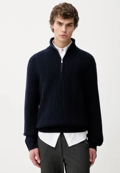 A.P.C. pulover de lana Pull Theo culoarea bleumarin, cu turtleneck, WVBCZ.H23416 imagine