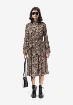 A.P.C. rochie culoarea maro, midi, drept LYAAR.F05988-BLACK/WHIT imagine