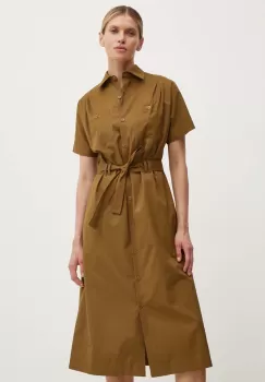 A.P.C. rochie din bumbac robe new drew culoarea verde, midi, drept, COGZR.F05959 imagine