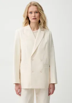 A.P.C. sacou din bumbac veste lucy culoarea bej, cu doua randuri de nasturi, uni, COHFU.F03212 imagine