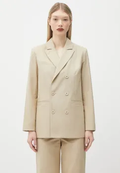A.P.C. sacou din bumbac veste lucy culoarea bej, cu doua randuri de nasturi, uni, COHFU.F03212 imagine