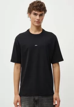 A.P.C. tricou din bumbac t-shirt boxy micro logo GOTS barbati, culoarea negru, neted, COHBW.H26386 imagine