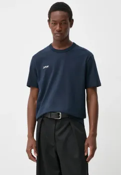 A.P.C. tricou din bumbac t-shirt boxy petit vpc barbati, culoarea albastru marin, melanj, COHBQ.H26391 imagine