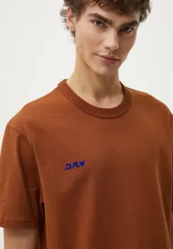 A.P.C. tricou din bumbac t-shirt boxy petit vpc barbati, culoarea maro, melanj, COHBQ.H26391 imagine