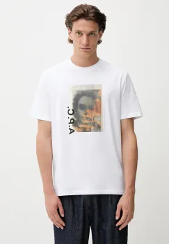 A.P.C. tricou din bumbac t-shirt jean portrait - gots culoarea alb, cu imprimeu, COGYK.M26549 imagine