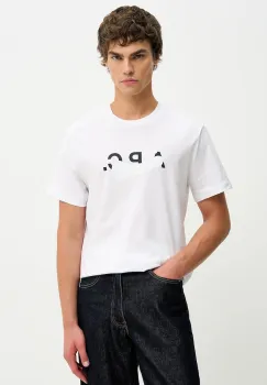 A.P.C. tricou din bumbac T-SHIRT MANCHES COURTES TACHE BLANCHE culoarea alb, cu imprimeu, COHBM.M26458 imagine