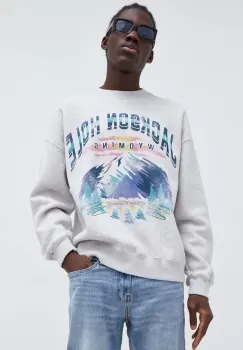 Abercrombie & Fitch bluza barbati, culoarea gri, cu imprimeu imagine