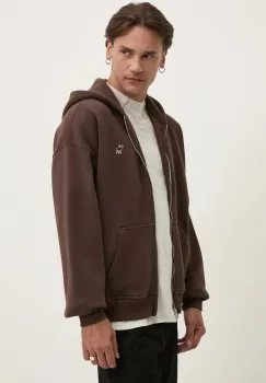 Abercrombie & Fitch bluza barbati, culoarea maro, cu gluga, cu imprimeu, KI122-4257 imagine