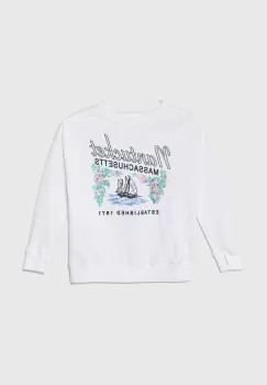 Abercrombie & Fitch bluza copii culoarea alb, cu imprimeu imagine
