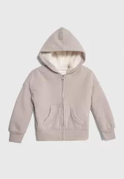 Abercrombie & Fitch bluza copii culoarea bej, cu gluga, neted imagine
