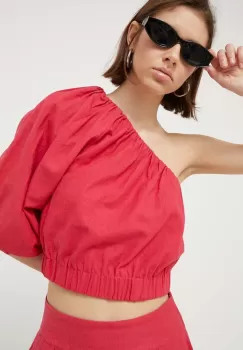 Abercrombie & Fitch bluza din in culoarea roz, neted imagine