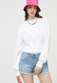 Abercrombie & Fitch bluza femei, culoarea alb, neted imagine