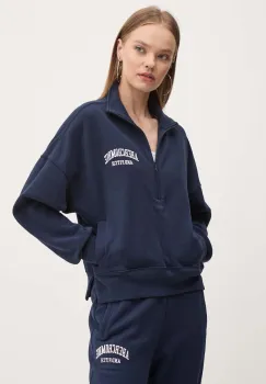 Abercrombie & Fitch bluza femei, culoarea albastru marin, cu imprimeu, KI152-4129 imagine