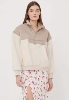 Abercrombie & Fitch bluza femei, culoarea bej, neted imagine