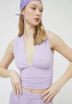 Abercrombie & Fitch bluza femei, culoarea violet, neted imagine