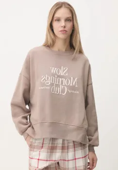 Abercrombie & Fitch bluza lounge culoarea bej, cu imprimeu, KI152-4247 imagine
