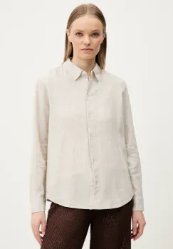 Abercrombie & Fitch camasa de in femei, culoarea bej, cu guler clasic, relaxed, KI140-5554 imagine