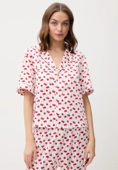 Abercrombie & Fitch camasa de pijama femei, culoarea bej, satin, KI146-5049 imagine