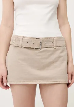 Abercrombie & Fitch fusta si pantaloni denim culoarea bej, mini, drept, KI143-5308 imagine