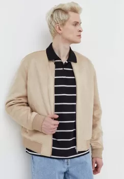 Abercrombie & Fitch geaca bomber barbati, culoarea bej, de tranzitie imagine